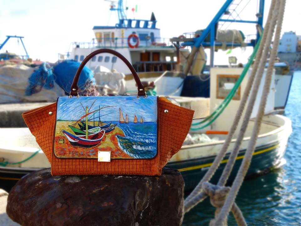 Borsa dipinta "Barche di pescatori" di Van Gogh