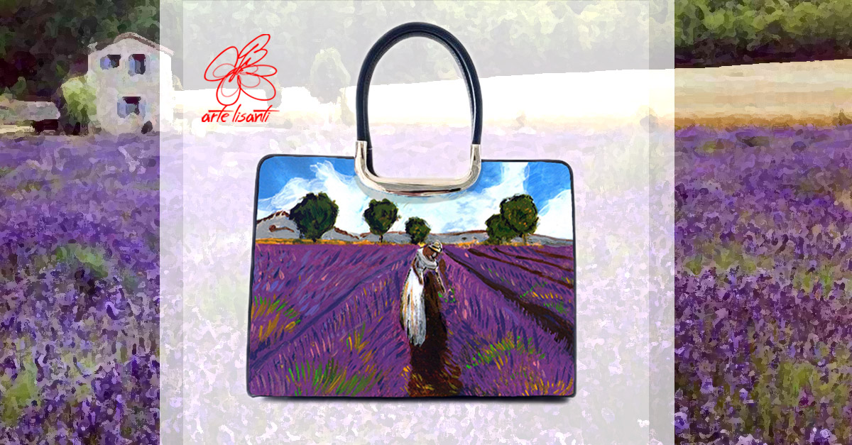 Borsa dipinta a mano Lavanda in Provenza