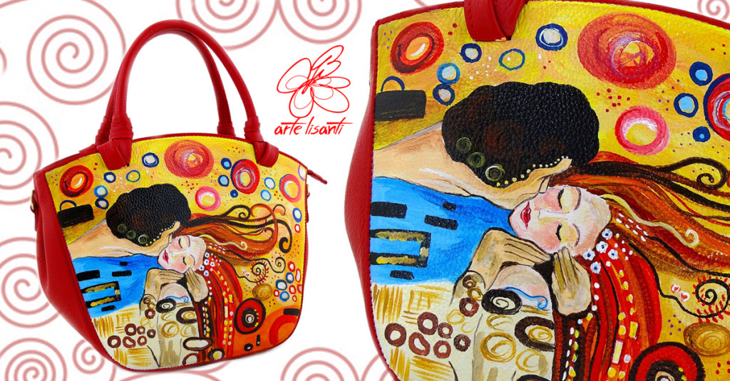 Hand Painted Artelisanti Bag Passionate Kiss