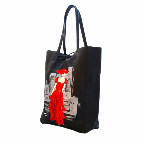 Borsa dipinta a mano - Lady in red