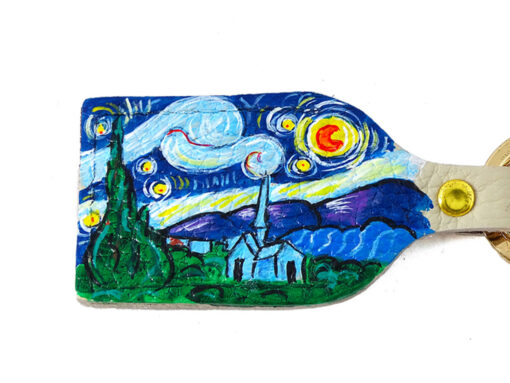 Portachiavi dipinto a mano – La notte stellata di Van Gogh
