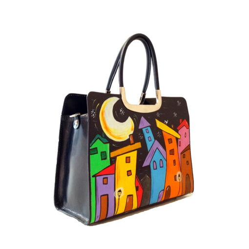 Borsa dipinta a mano – Cartoon City Night
