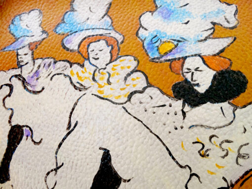 Hand painted bag - The troupe de Mlle Eglantine by Lautrec