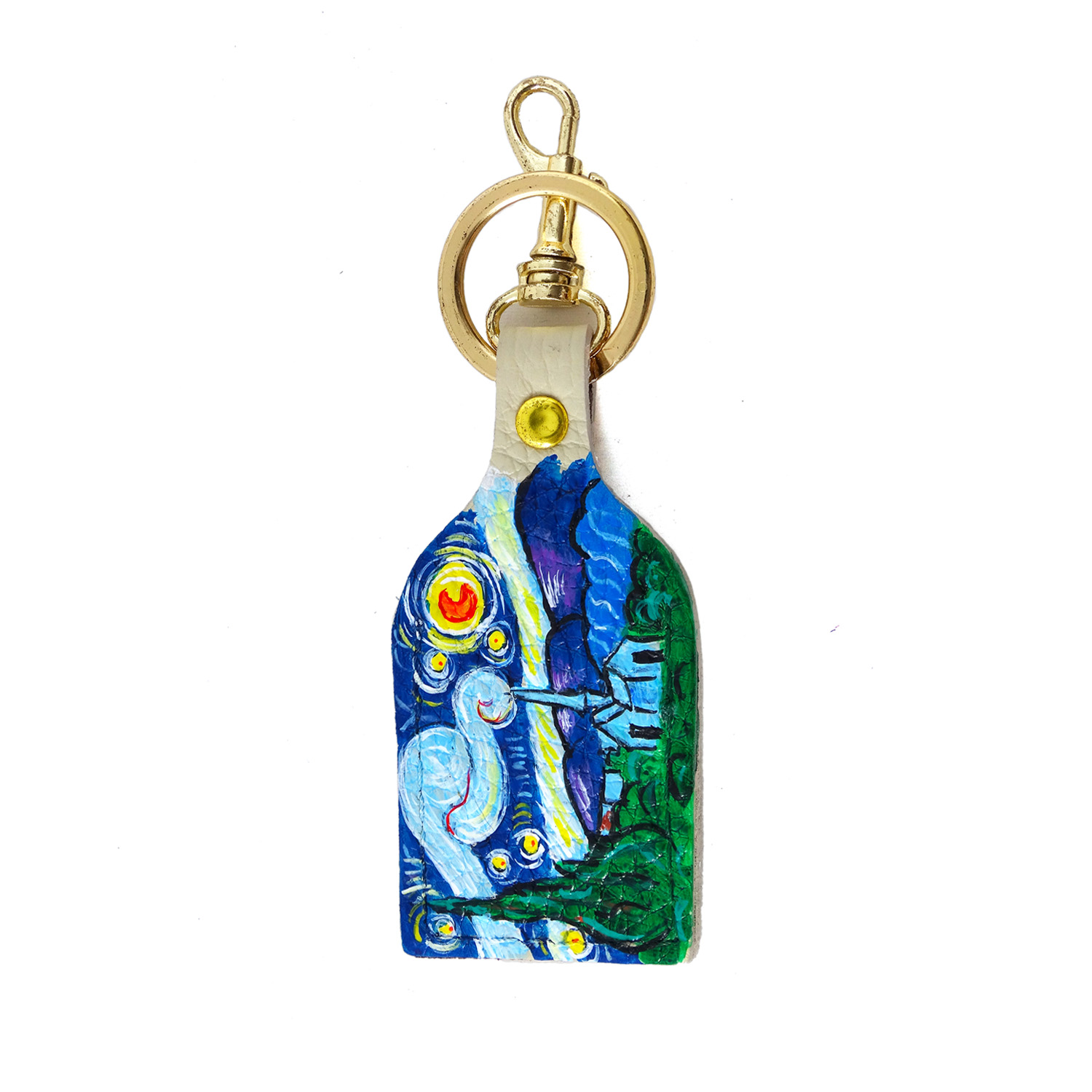 Hand painted keyring - The Starry Night by Van Gogh