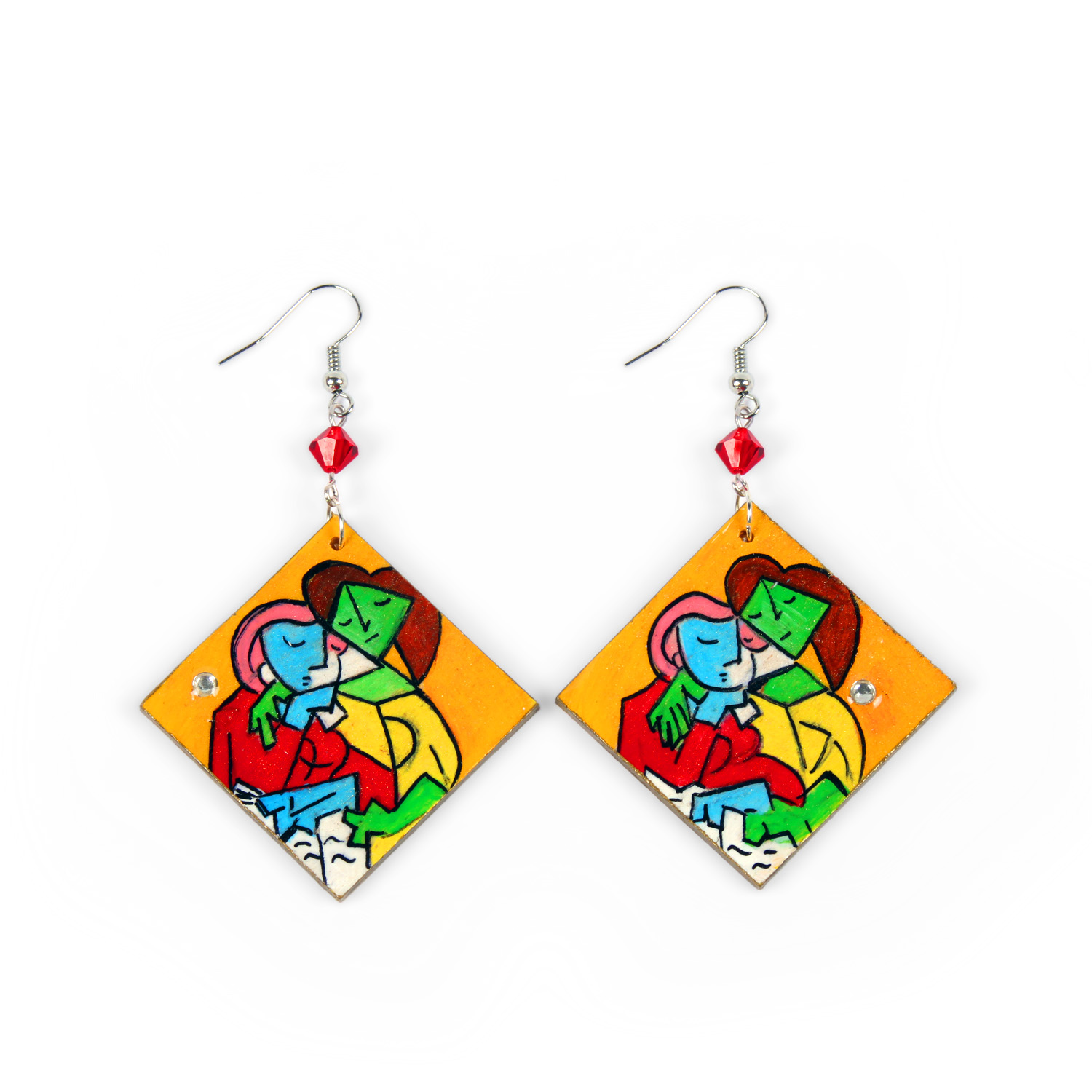 Hand painted earrings - Two Girls Reading by Picasso