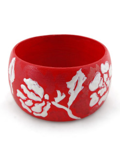 Hand-painted bangle - White on red