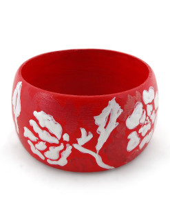 Bracciale dipinto a mano – White on red