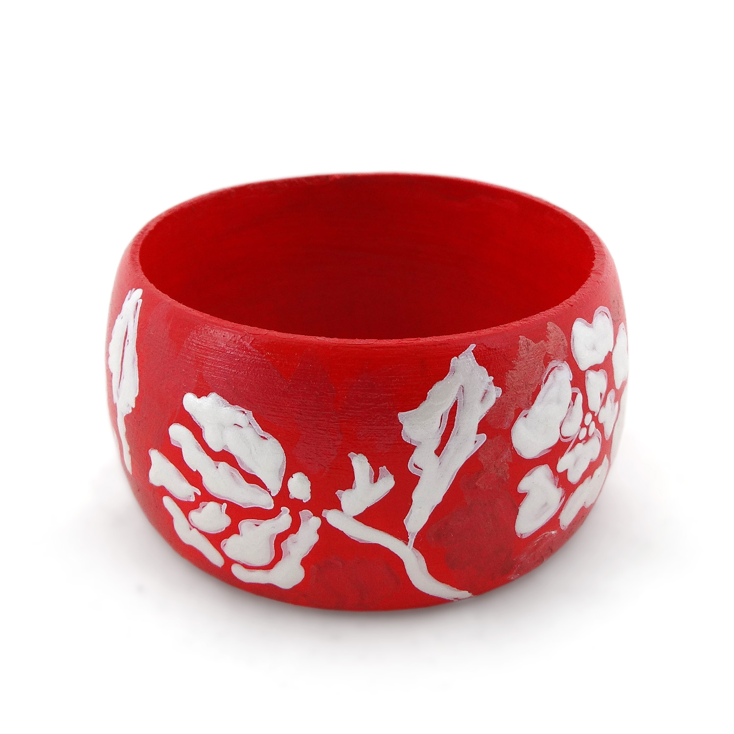 Hand-painted bangle - White on red