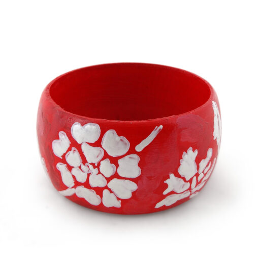 Bracciale dipinto a mano – White on red