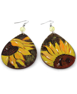 Hand painted earrings - Sunflowers
