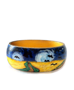 Hand-painted bangle - Wheatfield with flight of crows by Van Gogh