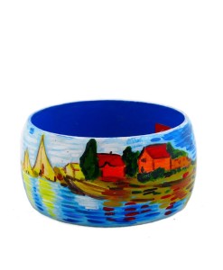 Hand-painted bangle - Regatta at Argenteuil by Monet
