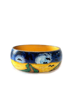 Hand-painted bangle - Wheatfield with flight of crows by Van Gogh