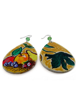 Hand-painted earrings - Basket of Fruit by Caravaggio