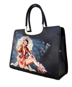 Hand-painted bag - Girl with umbrella