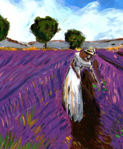 Borsa dipinta a mano – Lavanda in Provenza