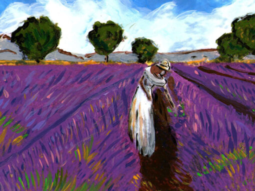 Borsa dipinta a mano – Lavanda in Provenza