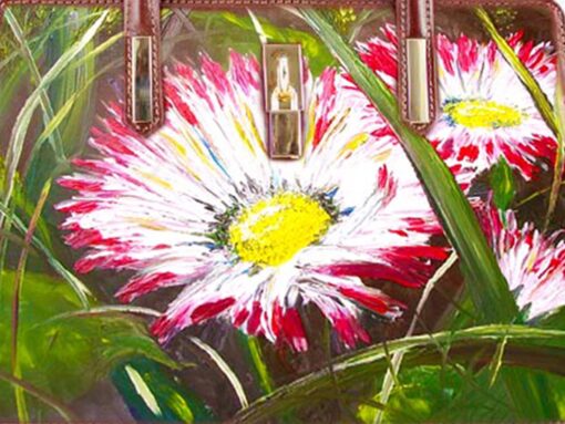 Hand-painted bag - Field Daisies