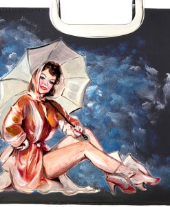Hand-painted bag - Girl with umbrella