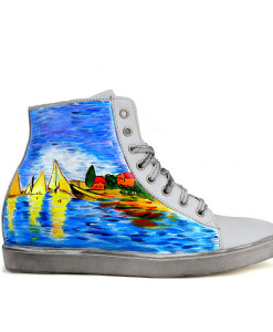 Sneakers dipinte a mano – Regate ad Argenteuil di Monet