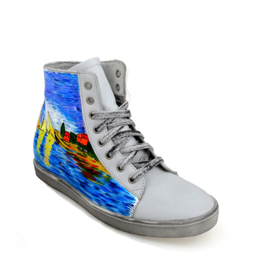 Sneakers dipinte a mano – Regate ad Argenteuil di Monet