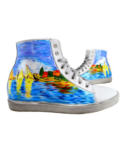 Sneakers dipinte a mano – Regate ad Argenteuil di Monet