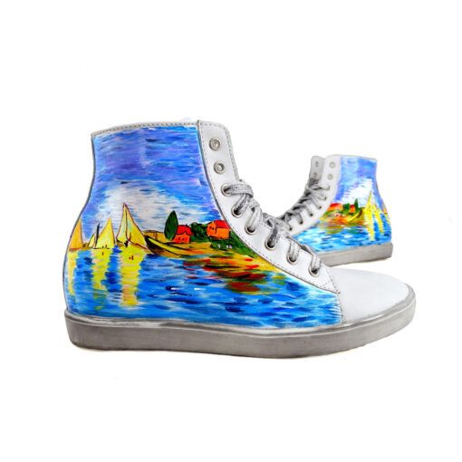 Sneakers dipinte a mano – Regate ad Argenteuil di Monet