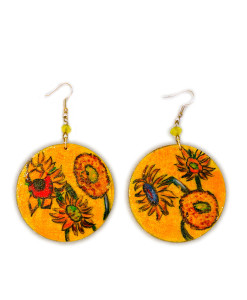 Hand-painted earrings - Sunflowers by Van Gogh