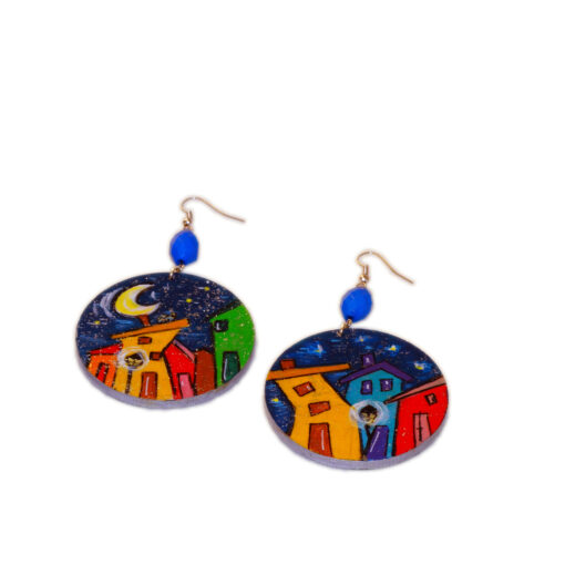Orecchini dipinti a mano – Cartoon City Night