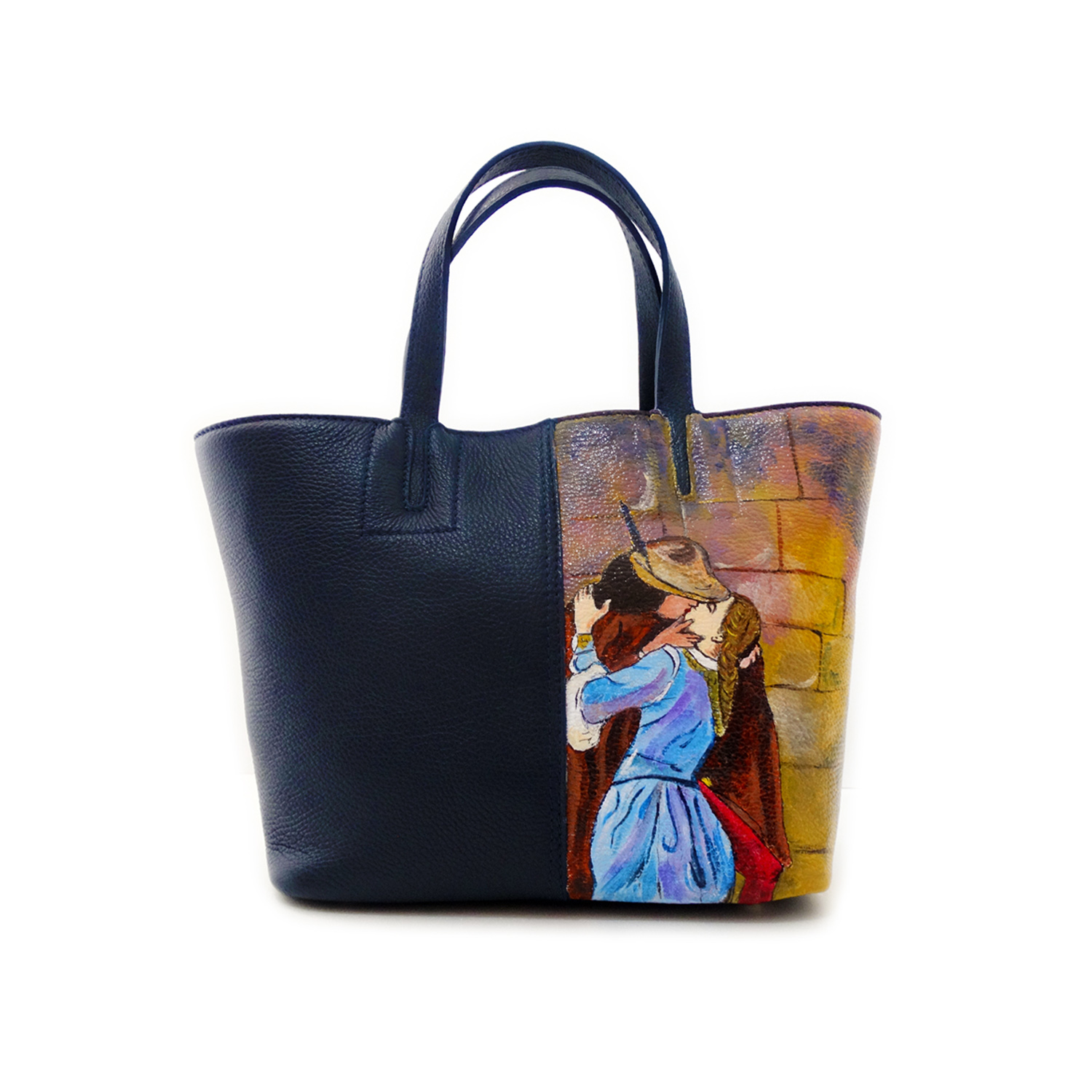 Hand painted bag - The Kiss by Hayez