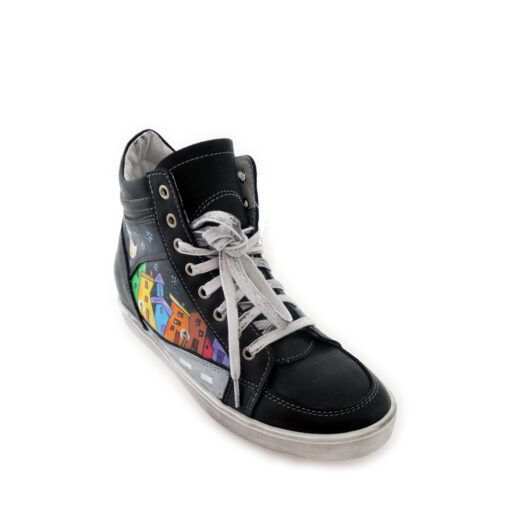 Scarpe sneakers dipinte a mano – Cartoon city night