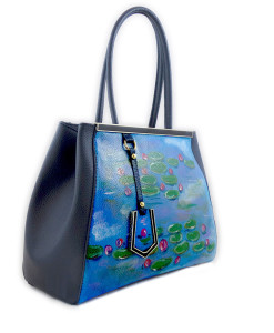 Borsa dipinta a mano – Le ninfee di Monet