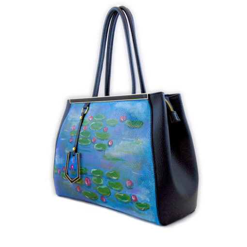 Borsa dipinta a mano – Le ninfee di Monet