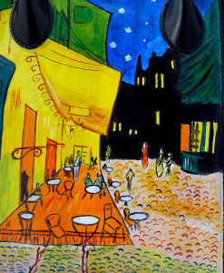 Borsa dipinta a mano – Caffè di notte di Van Gogh