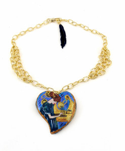 Hand-painted necklace - The Music by Klimt
