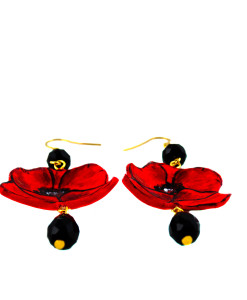 Hand painted earrings - Poppies