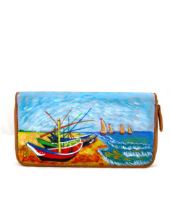 Portafoglio dipinto a mano – Barche di pescatori sulla spiaggia