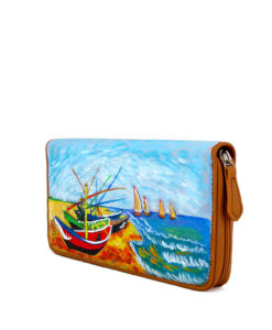 Portafoglio dipinto a mano – Barche di pescatori di Van Gogh