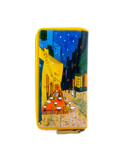 Hand painted wallet - Terrace Cafe at night by Van Gogh