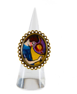 Hand-painted ring - Music by Klimt
