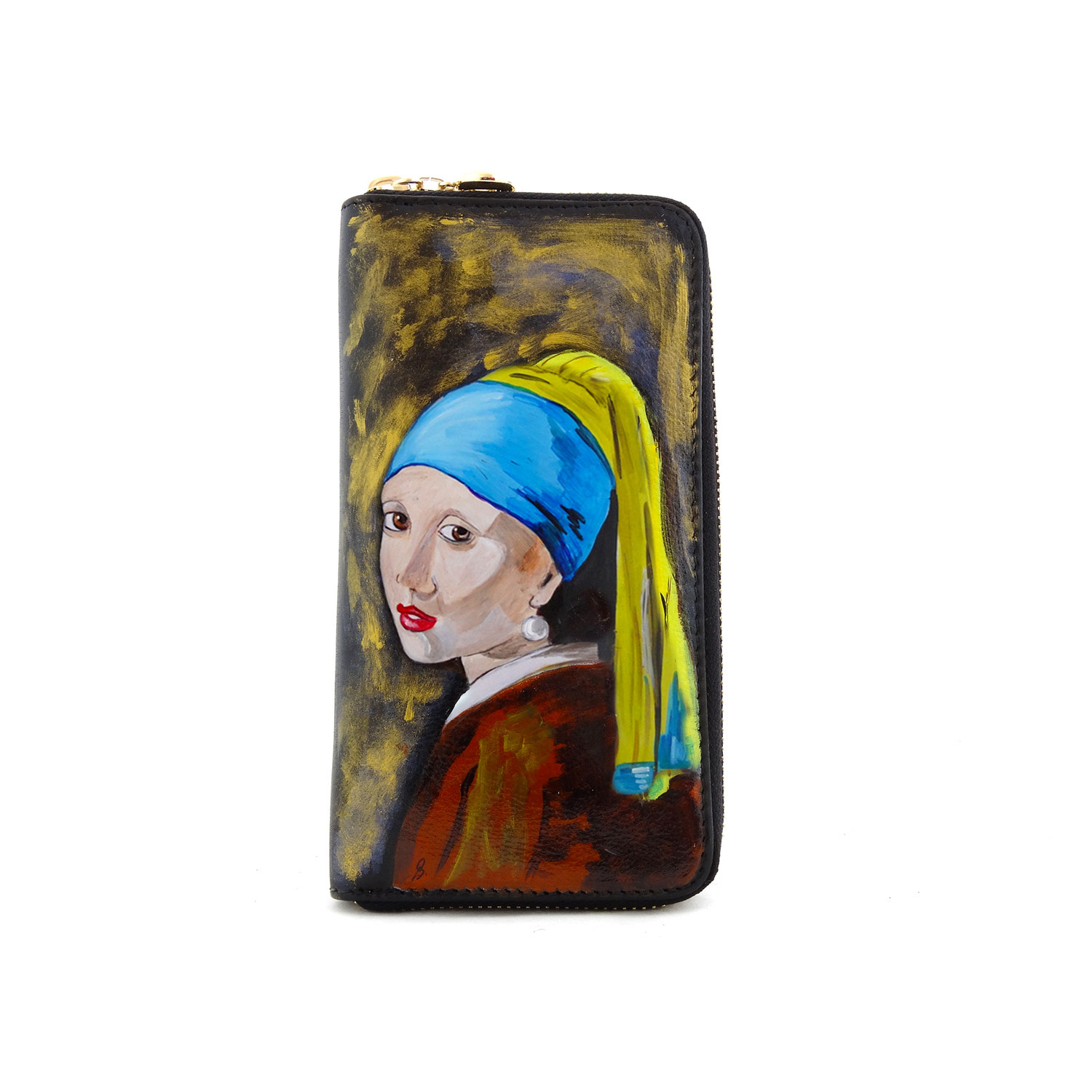 Hand painted wallet - Girl with a Pearl Earring by Vermeer
