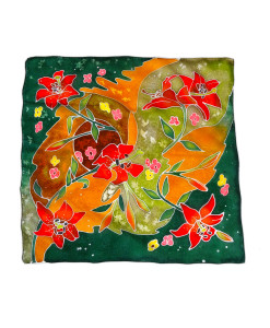 Hand painted headscarf - Red Lilies