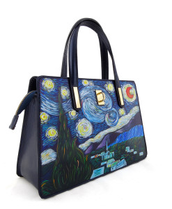 Borsa dipinta a mano – La notte stellata di Van Gogh
