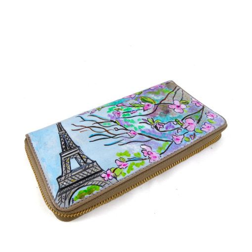 Portafoglio dipinto a mano – Parigi in Fiore