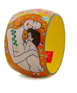 Hand-painted bangle - Mother and child Klimt