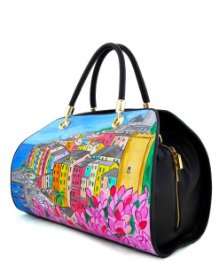 Hand-painted bag - Portovenere in bloom