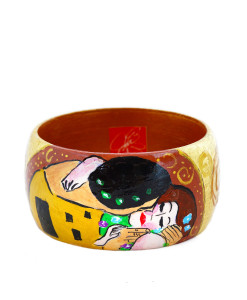 Hand-painted bangle - The Kiss by Klimt