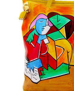 Borsa dipinta a mano – Due ragazze che leggono di Picasso