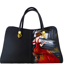 Borsa dipinta a mano – La signora in rosso di Boldini