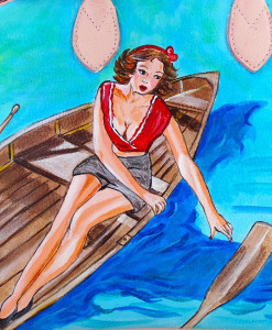 Borsa dipinta a mano – Girl on the boat